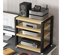 Mobile Stereo Hi fi Rack Hifi,Mobili per Hi fi,Mensola Rack a 3/4 Livelli,Giradischi Rack in Legno e Telaio in Metallo,Supporto Multimediale AV,Mobiletto Rack Audio,for Soggiorno(Black+Light Walnut,40
