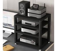 Mobile Stereo Hi fi Rack Hifi,Mobili per Hi fi,Mensola Rack a 3/4 Livelli,Giradischi Rack in Legno e Telaio in Metallo,Supporto Multimediale AV,Mobiletto Rack Audio,for Soggiorno(Black,45X35X48CM)