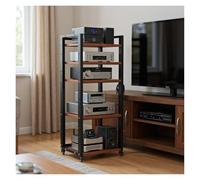 Mobile Stereo Hi Fi Rack Hifi Ripiano Audio, Supporto For Supporti Audio A 5 Livelli, Supporto For Amplificatore Con Pastiglie Freno For Ruote, Ripiano Audio Con Stabilità Rinforzata(Nero)