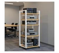 Mobile Stereo Hi Fi Rack Hifi Ripiano Audio, Supporto For Supporti Audio A 5 Livelli, Supporto For Amplificatore Con Pastiglie Freno For Ruote, Ripiano Audio Con Stabilità Rinforzata(White)