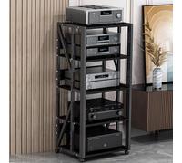 Mobile stereo hi fi rack hifi, Scaffali audio-video Supporti multimediali AV Supporti stereo e supporti con ripiani di stoccaggio aperti per casa, sala di registrazione, ufficio e teatro(Black,50*40*1