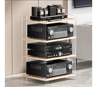 Mobile Stereo Hi Fi Rack In Acrilico,Mobile Stereo A 3/4 Livelli Regolabili ,Scaffalature Audio-Video,Piccolo Mobiletto Stereo E Supporti Audio-Video Trasparente,Adatto Per Lettori Dvd(Transparent/bro