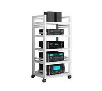 Mobile Stereo Hi fi Rack Mobile AV Da Pavimento Con Ripiano Regolabile, Supporto For Supporti Audio-video Ad Alta Resistenza, Ripiani Di Stoccaggio In Stile Moderno(White)