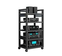 Mobile Stereo Hi fi Rack Mobile AV Da Pavimento Con Ripiano Regolabile, Supporto For Supporti Audio-video Ad Alta Resistenza, Ripiani Di Stoccaggio In Stile Moderno(Nero)