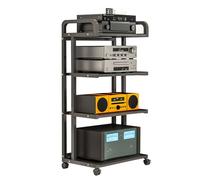 Mobile Stereo hi fi rack,Mobile Hifi Audio Video Rack,Mobiletto TV 3/4/5-Level,Mobiletto Portaoggetti Multimediale,Mobile Porta CD Mobile Rack Ripiano AV Componenti Scaffale,for Ufficio Soggiorno(Blac