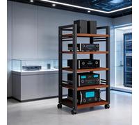 Mobile Stereo Hi fi Rack Piastra For Rack HiFi Supporto Multimediale AV A 5 Livelli Con Ruote - Rack Audio Ripiano Aperto Multimediale For Home Office Cinema(Brown)