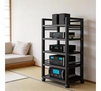 Mobile Stereo Hi fi Rack Rack HiFi A 5 Livelli Con Ruote, Supporto For Supporti Audio-Video, Ripiano Audio, Tavolo Giradischi Con Ripiani Regolabili, For Soggiorno, Camera Da Letto, Studio(Nero)
