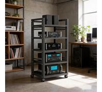 Mobile Stereo Hi fi Rack Supporto For Armadietto Multimediale AV Audio, Supporto HiFi A 5 Livelli, Scaffale Angolare For Rack Multimediale Con Ripiano In Legno Regolabile In Altezza(Nero)
