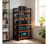 Mobile Stereo Hi fi Rack Supporto For Armadietto Multimediale AV Audio, Supporto HiFi A 5 Livelli, Scaffale Angolare For Rack Multimediale Con Ripiano In Legno Regolabile In Altezza(Brown)
