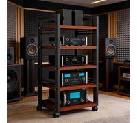 Mobile Stereo Hi fi Rack Supporto Multimediale AV A 5 Livelli Con Ruote, Scaffale Audio-video Regolabile, Ripiano For Console Ricevitore Stereo Moderno, Rack For Componenti Audio(Brown)