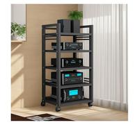 Mobile Stereo Hi fi Rack Supporto Multimediale AV Rack For Componenti Audio, Home Theater Angolo Ufficio Armadietto For Giradischi Stereo In Legno Con Ripiani Aperti For Soggiorno(Nero)