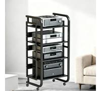 Mobile Stereo Hi fi Rack Supporto Multimediale AV Rimovibile A 3/4/5 Strati Con Ruote Universali, Supporto Audio For DVD/CD, Ripiano Multifunzione For Soggiorno, Sala Giochi(4 tier)
