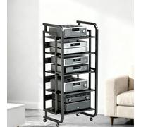 Mobile Stereo Hi fi Rack Supporto Multimediale AV Rimovibile A 3/4/5 Strati Con Ruote Universali, Supporto Audio For DVD/CD, Ripiano Multifunzione For Soggiorno, Sala Giochi(5 tier)