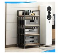 Mobile Stereo hi fi Rack, Supporto Multimediale AV Supporto for media, porta TV angolari, mobiletto portaoggetti regolabile(Black+walnut,50x40x100cm)