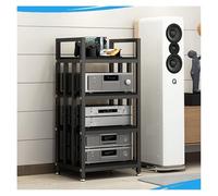 Mobile Stereo hi fi Rack, Supporto Multimediale AV Supporto for media, porta TV angolari, mobiletto portaoggetti regolabile(Black+black,50x40x100cm)