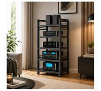 Mobile Stereo HiFi Rack Audio 5/7 Livelli AV | Carrello audio con ruote e ripiani regolabili per organizzare apparecchiature elettroniche in casa o ufficio(5 Tier)