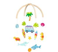 goki 52865 - Mobile surfer Van in legno, con simpatici personaggi a tema mare e spiaggia nella cameretta dei bambini, promuove l'immaginazione e lo sviluppo visivo, 25 cm x 30 cm, dalla nascita