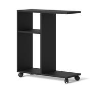 MOBILE TAVOLINO CON RUOTE PORTA PC COMODINO UFFIO CASA NERO OPACO 60x45x22cm TRA