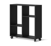 MOBILE TAVOLINO CON RUOTE PORTA PC COMODINO UFFIO CASA NERO OPACO 65x60x20cm TRA