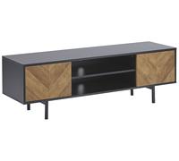 Mobile TV a 2 ante legno chiaro e gambe in metallo nero Salina