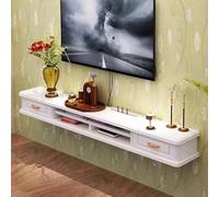Mobile TV a parete, 140 cm, con supporto per set-top box, console multimediale moderna bianco/noce per soggiorno, elegante soluzione di archiviazione per TV e dispositivi multimediali