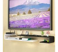 Mobile TV a parete con mensola sospesa, elegante console multimediale e libreria per camera da letto/soggiorno, contenitore per set top box e router