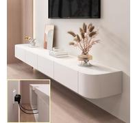 Mobile TV a parete, console multimediale galleggiante con multi contenitore, elegante lowboard con cassetti per router, bianco, 120 x 20 x 24 cm, design salvaspazio