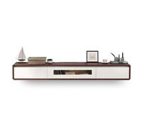 Mobile TV a parete, supporto per TV sospeso con 2 cassetti, media Entertainment Center, ripiani multimediali (marrone+bianco, 240 cm)