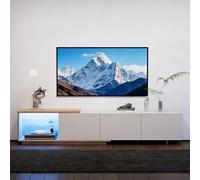 Mobile TV allungabile con LED, mobili TV scandinavi, 163-240 cm, lunghezza con 3 cassetti e spazio aperto, armadio basso moderno in legno, panca TV tavolo per soggiorno o camera da letto (bianco, 240