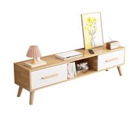 Mobile TV alto Mid Century, moderno in legno massello, con cassetto superiore aperto, design ispessito e foro posteriore per cavo (bianco, 120 x 30 x 40 cm)