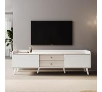 Mobile TV con due cassetti, tavolo TV, piano basso con due ante scorrevoli, struttura squisita, 160 x 40 x 58 cm (nero e legno)