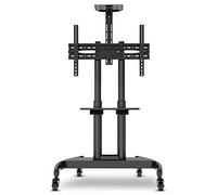 Mobile TV con supporto e ruote, carrello universale regolabile in altezza per TV a schermo piatto da 32 a 70 pollici, robusto, portatile ed elegante, design nero, per casa o ufficio