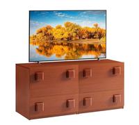 Mobile TV da 110 cm, per TV fino a 45 pollici, con 2 cassetti e 2 cassetti a ribalta, per soggiorno, camera da letto, 110 x 40 x 50 cm (2 pezzi)
