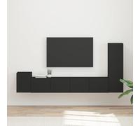 Mobile TV da parete, 3 pezzi, in legno ingegnerizzato moderno, con pensili e ripiani