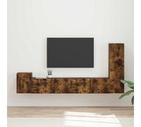 Mobile TV da parete, 3 pezzi, in legno ingegnerizzato moderno, con pensili e ripiani