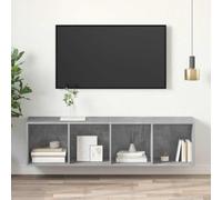 Mobile TV da Parete in Legno Grigio Cemento con Scomparti Aperti, Montaggio Verticale o Orizzontale, Ideale per Mobili Soggiorno e Consolle Sospesa, adatto a Salotto e Ingresso, 37x37x142.5 cm