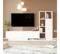 Mobile TV Da Terra A 2 Ante Con Libreria Laterale Bianco Opaco Demo