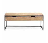 Mobile TV ECO Three 120X40 47cm con doppio cassetto superiore in legno massello e acciaio laccato Nero