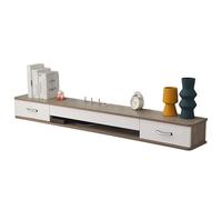Mobile TV ecologico in legno massello con cassetti, maniglia a forma di U, guide silenziose, porta a ribalta semi-chiusa, design lungo per soggiorno e camera da letto (bianco)