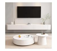 Mobile TV Floating with Drawers and Storage Modern Wall Mounted Entertainment Media Console Center for Living Room Bedroom Or Media Room White 160 cm