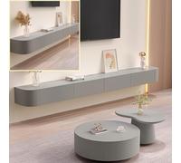Mobile TV galleggiante con ampio vano portaoggetti, grande console TV da parete per soggiorno e camera da letto, grigio, 260 x 20 x 24 cm