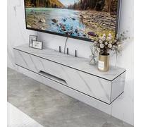 Mobile TV galleggiante con cassetti e armadietti, moderno tavolo consolle multimediale in legno per soggiorno o camera da letto