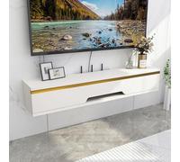 Mobile TV galleggiante con cassetti e armadietti, moderno tavolo consolle multimediale in legno per soggiorno o camera da letto