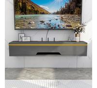 Mobile TV galleggiante con cassetti e armadietti, moderno tavolo consolle multimediale in legno per soggiorno o camera da letto