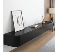 Mobile TV galleggiante con console multimediale e portaoggetti, mensole TV a parete con ante, grande mobile TV contemporaneo in stile rustico (nero, 120 cm)