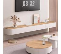 Mobile TV galleggiante con grandi ripiani portaoggetti da parete, console multimediale per intrattenimento per soggiorno e ufficio (legno + bianco, 180 cm)