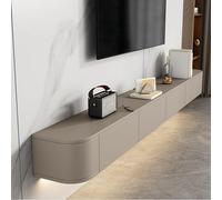 Mobile TV galleggiante con spaziosa console multimediale, mensole TV a parete con ante, grande armadio portaoggetti in stile fattoria (Khaki, 160 cm)