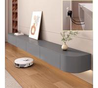 Mobile TV galleggiante - Console multimediale a parete con multi contenitore, cassetti e staffa per router, elegante lowboard grigio per soggiorno, 140 x 20 x 24 cm