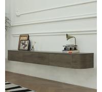 Mobile TV galleggiante in noce, grande console multimediale in legno massello con cassetti e fori filettati, nessun montaggio sotto il mobile TV (280 cm) - soluzione moderna per riporre oggetti
