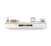 Mobile TV galleggiante, mensola TV a parete con porta, console multimediale in legno, centro intrattenimento, sotto l'armadio sospeso per TV, scrivania per casa e ufficio (bianco, 180 cm)